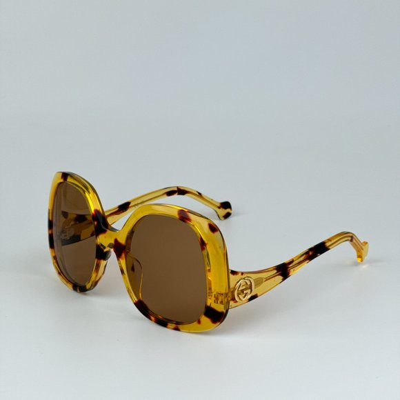 Gucci GG1235S 002 BRAND NEW Sunglasses Havana Brown Butterfly Oversized Women main image 12